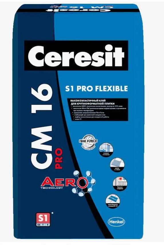 Клей для плитки Ceresit CM 16 S1 PRO Flexible, 20 кг