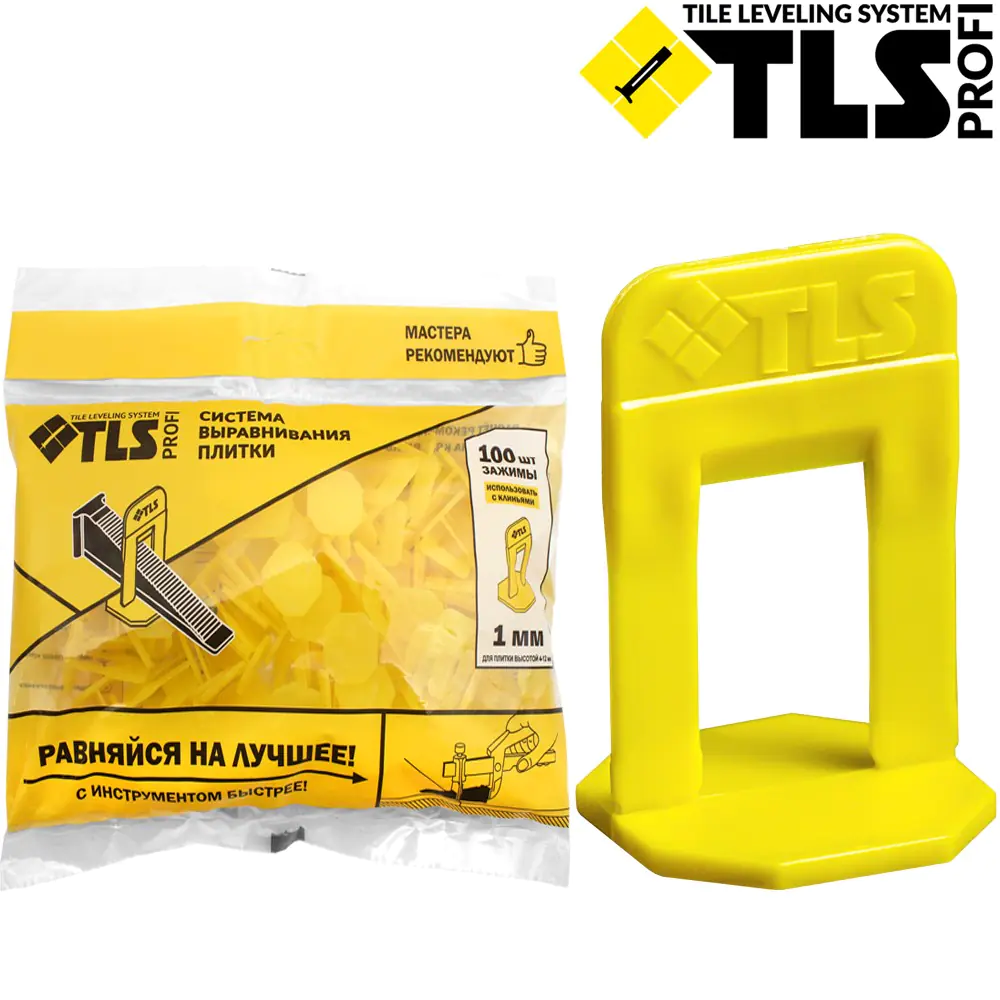 Зажим 1 мм. Система выравнивания плитки TLS Profi. Упак/100 шт.