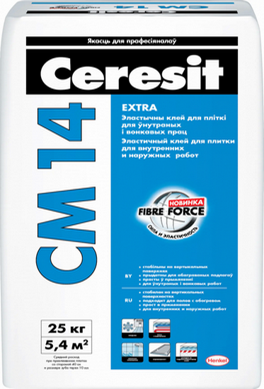 Клей для плитки эластичный Ceresit CM 14, 25 кг